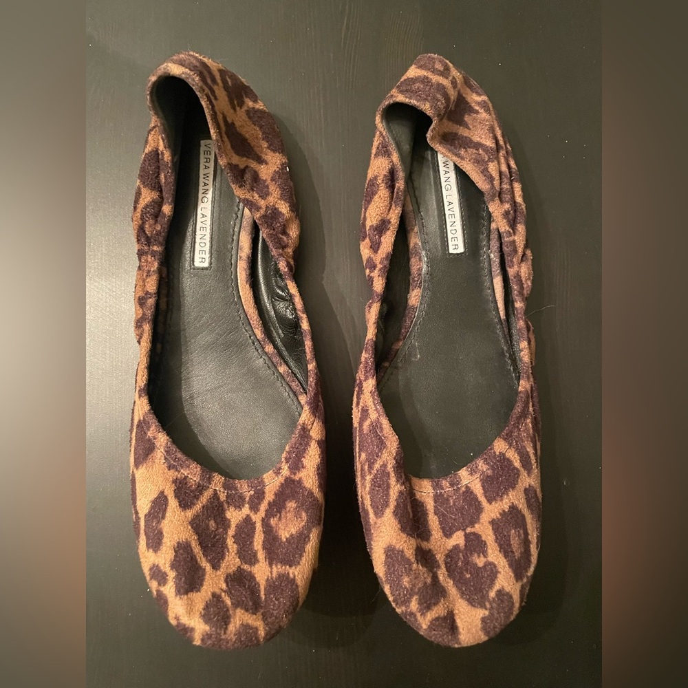 Vera Wang Lavender Label Brown and Black Animal Print Ballet Flats 9.5